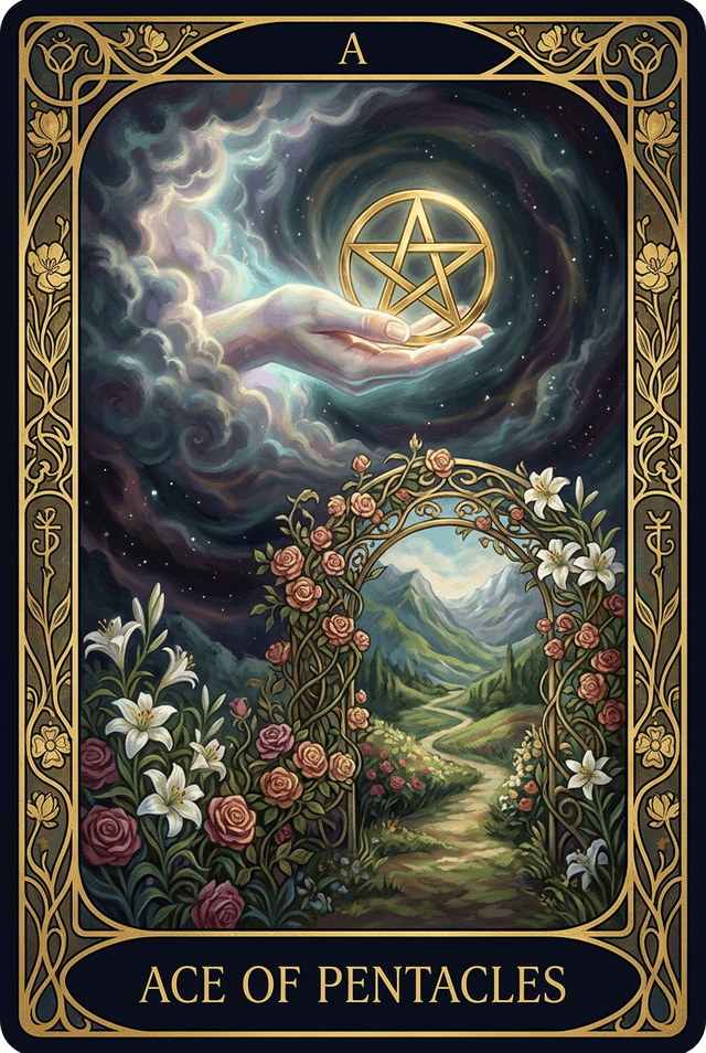 Ace of Pentacles tarot card artwork