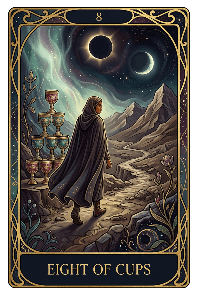 Eight of Cups tarot card artwork