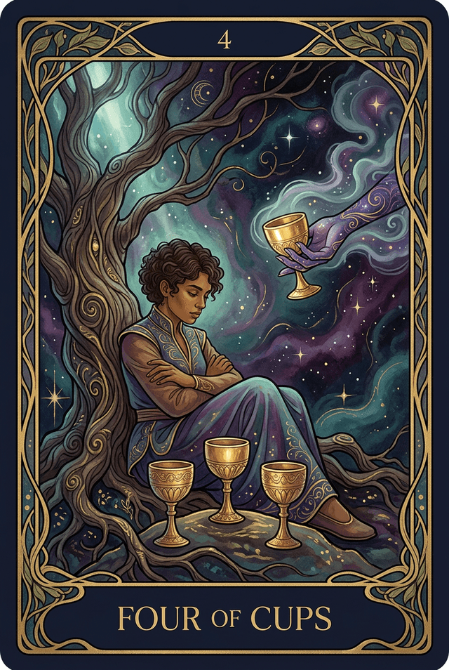Four of Cups tarot card artwork