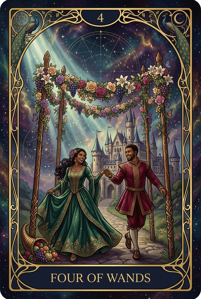 Four of Wands tarot card artwork