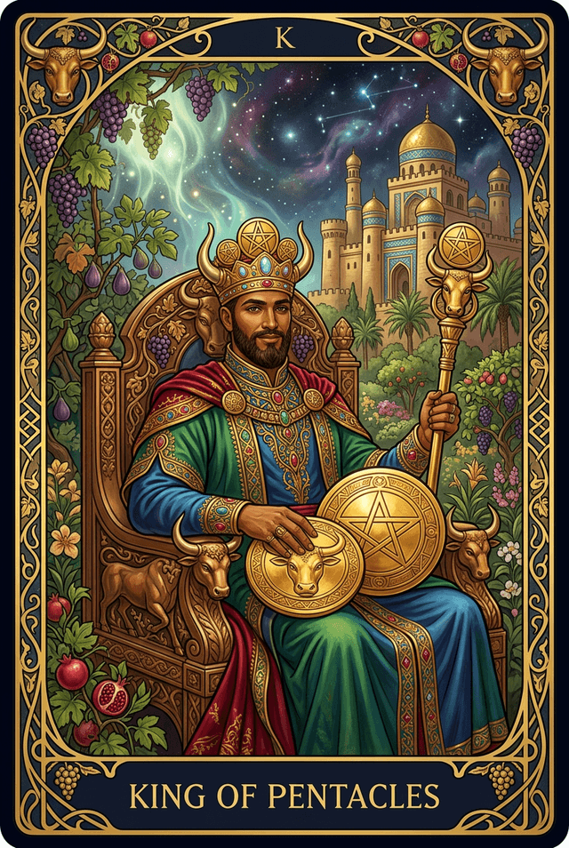 King of Pentacles tarot card artwork