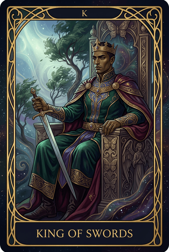 King of Swords tarot card artwork