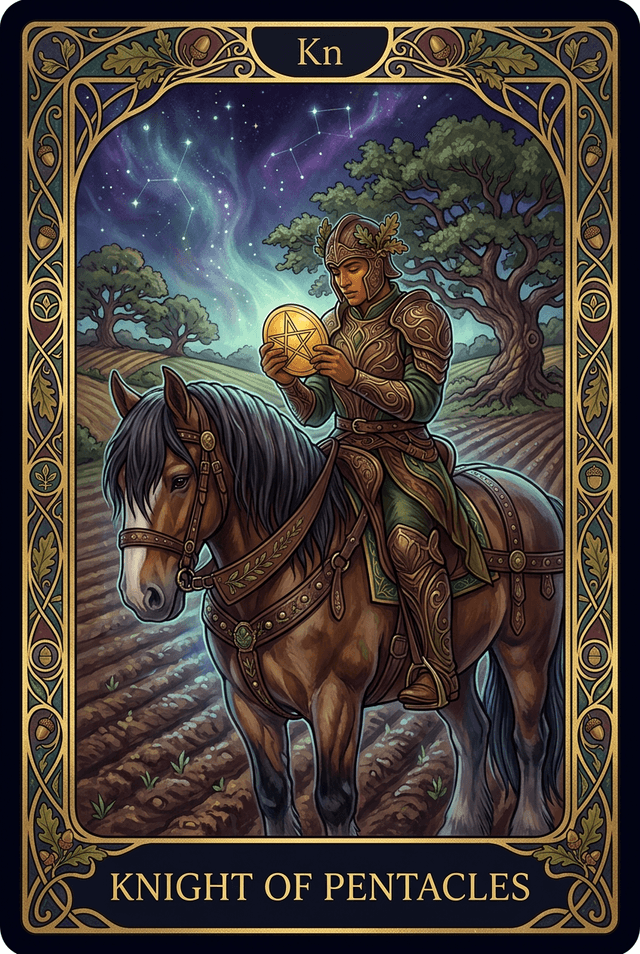 Knight of Pentacles tarot card artwork