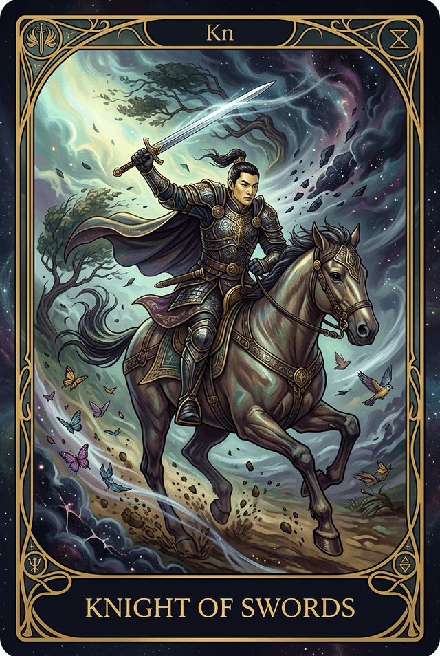 Knight of Swords tarot card artwork