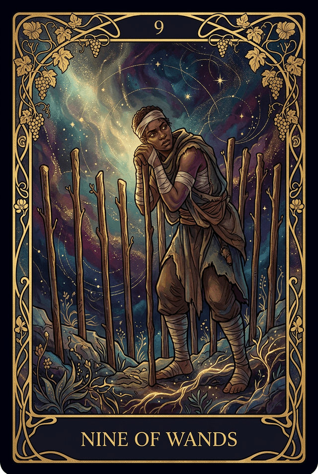 Nine of Wands tarot card artwork