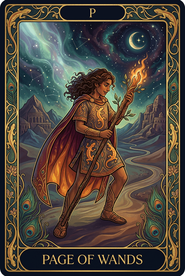 Page of Wands tarot card artwork