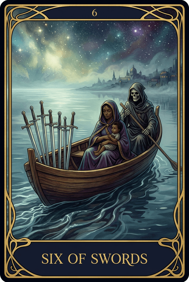 Six of Swords tarot card artwork