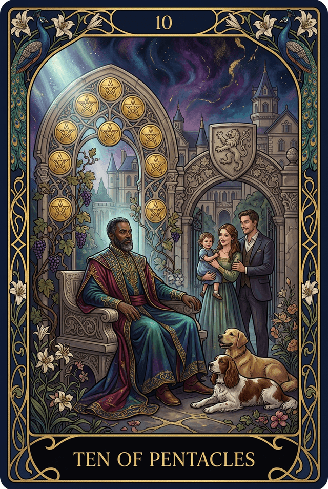 Ten of Pentacles tarot card artwork