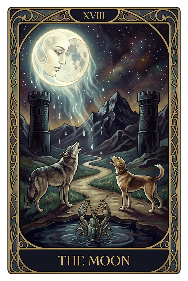 The Moon tarot card artwork