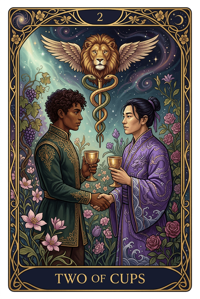 Two of Cups tarot card artwork