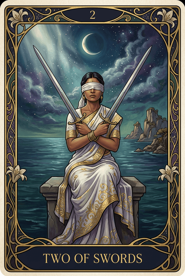 Two of Swords tarot card artwork