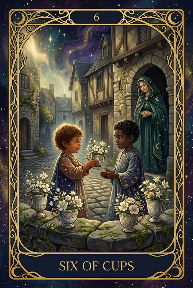 Six of Cups tarot card artwork