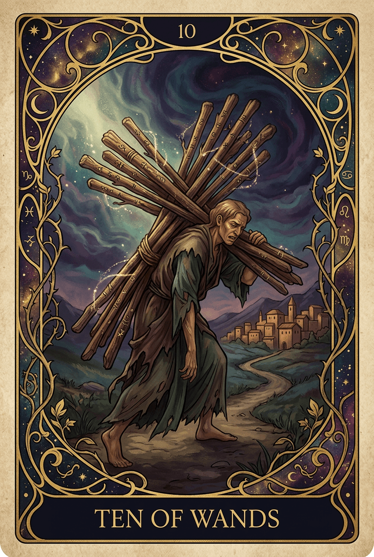 Ten Of Wands tarot card