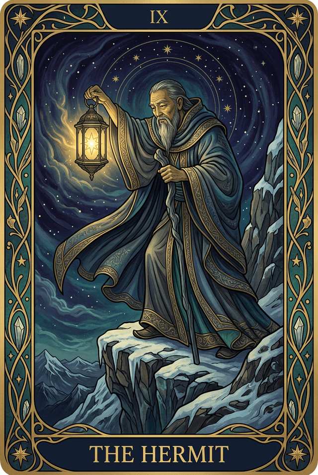 The Hermit tarot card artwork